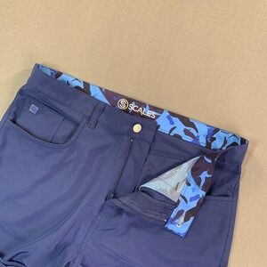 Scales Pant Men 33/32 (35x27 Fit) Preppy‎ Blue Stretch Microfiber Chino Golf